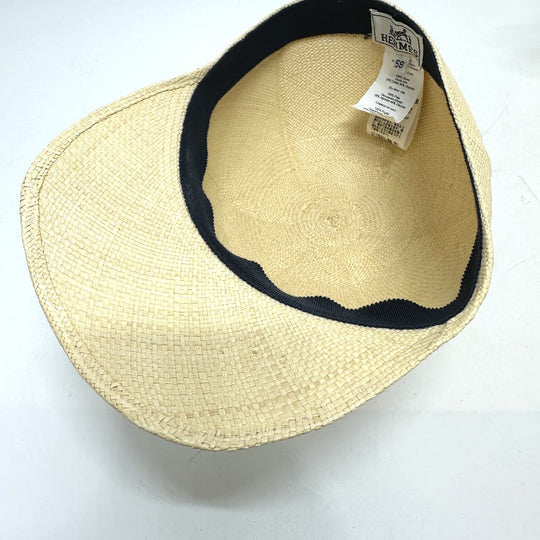 HERMES cap Cotton, Viscose beige Panama Brisa Newsboy Cap Riley unisex(Unisex) 58 Used Authentic