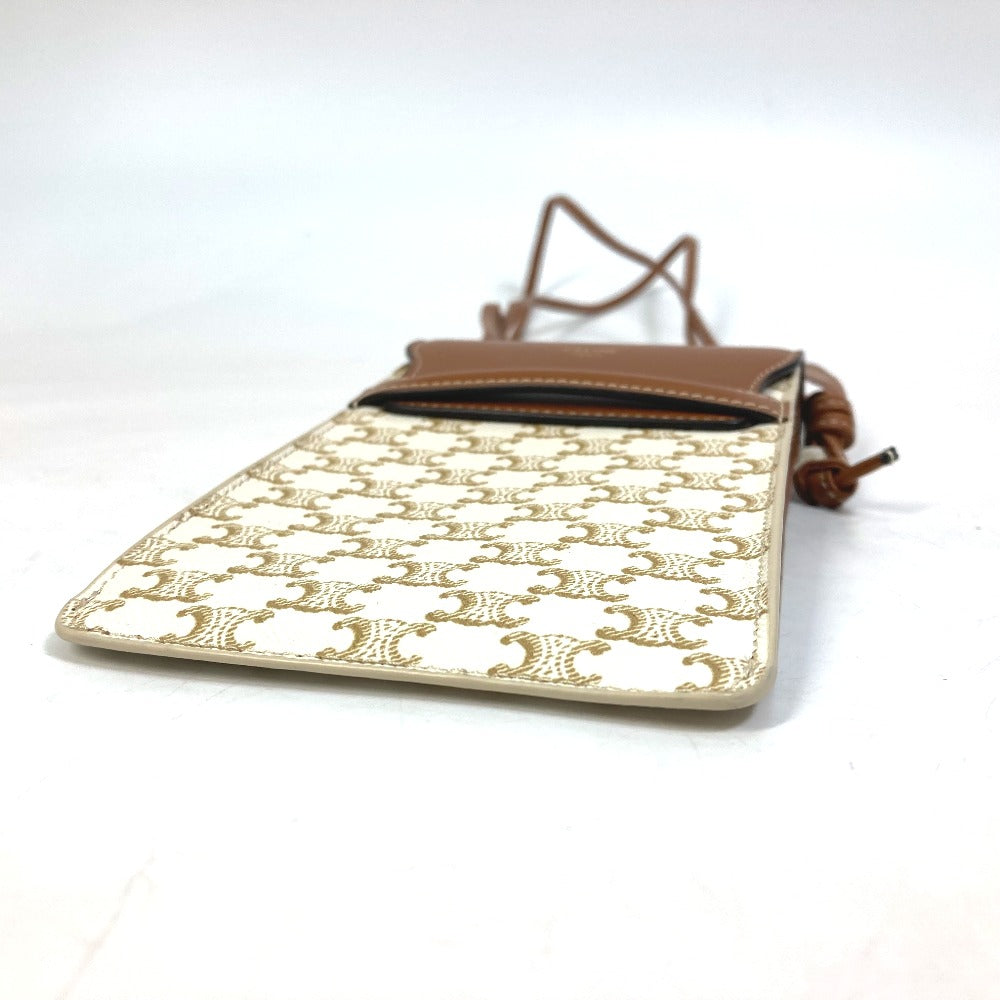 CELINE Mobile case 10G332CQD  PVC / nylon beige triomphe phone case bail pouch Women Used Authentic