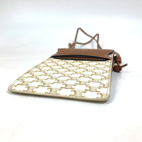 CELINE Mobile case 10G332CQD  PVC / nylon beige triomphe phone case bail pouch Women Used Authentic
