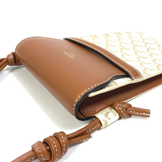 CELINE Mobile case 10G332CQD  PVC / nylon beige triomphe phone case bail pouch Women Used Authentic