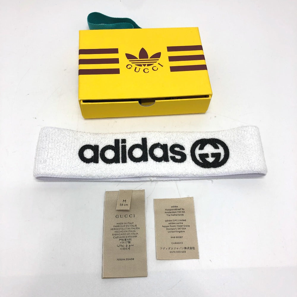 GUCCI hair accessory 703594 polyester white logo Adidas adidas collaboration Women M Used Authentic