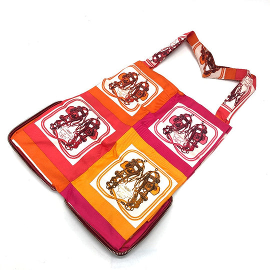 HERMES Tote Bag Buffel Skipper / Silk Red silky pop handbag Brides de Gala Women Used Authentic