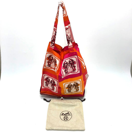 HERMES Tote Bag Buffel Skipper / Silk Red silky pop handbag Brides de Gala Women Used Authentic