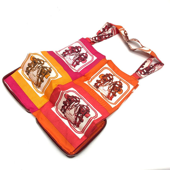 HERMES Tote Bag Buffel Skipper / Silk Red silky pop handbag Brides de Gala Women Used Authentic