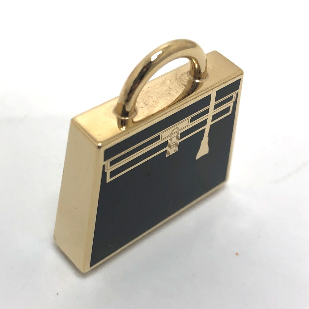 HERMES Pendant top Metal, Lacquer black Kelly Perm Brass Platet Curio Jite Women Used Authentic