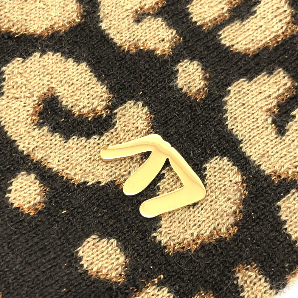 LOUIS VUITTON gloves M58347 cashmere Brown Leopard gommaille Women Used Authentic