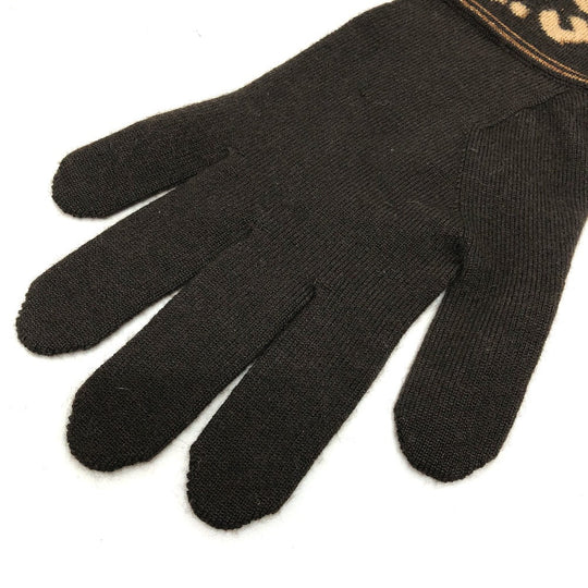 LOUIS VUITTON gloves M58347 cashmere Brown Leopard gommaille Women Used Authentic