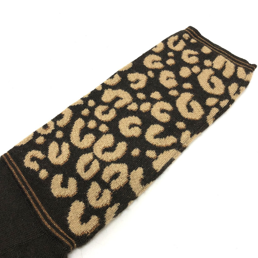 LOUIS VUITTON gloves M58347 cashmere Brown Leopard gommaille Women Used Authentic