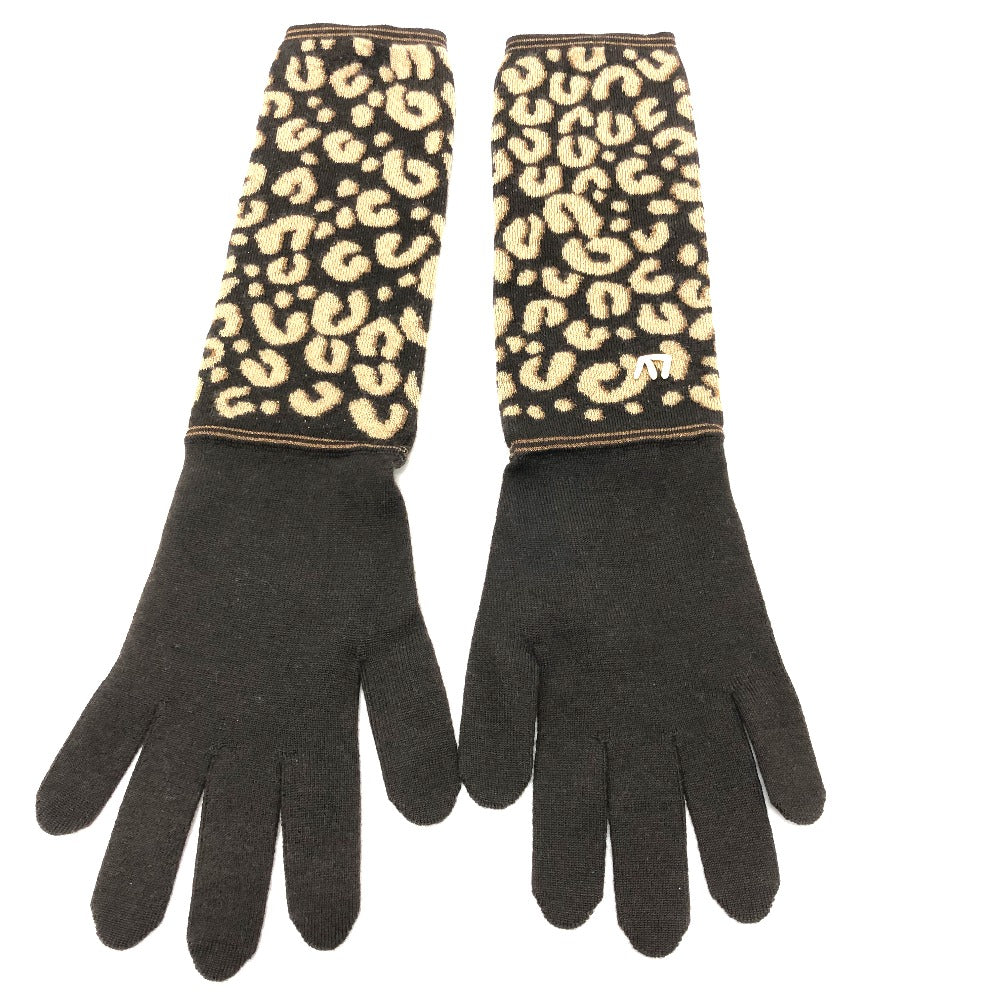 LOUIS VUITTON gloves M58347 cashmere Brown Leopard gommaille Women Used Authentic