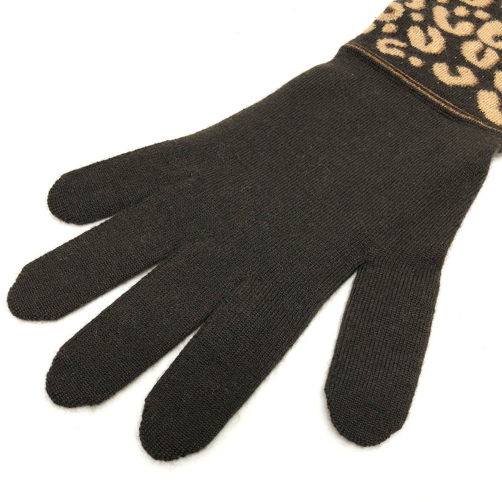LOUIS VUITTON gloves M58347 cashmere Brown Leopard gommaille Women Used Authentic