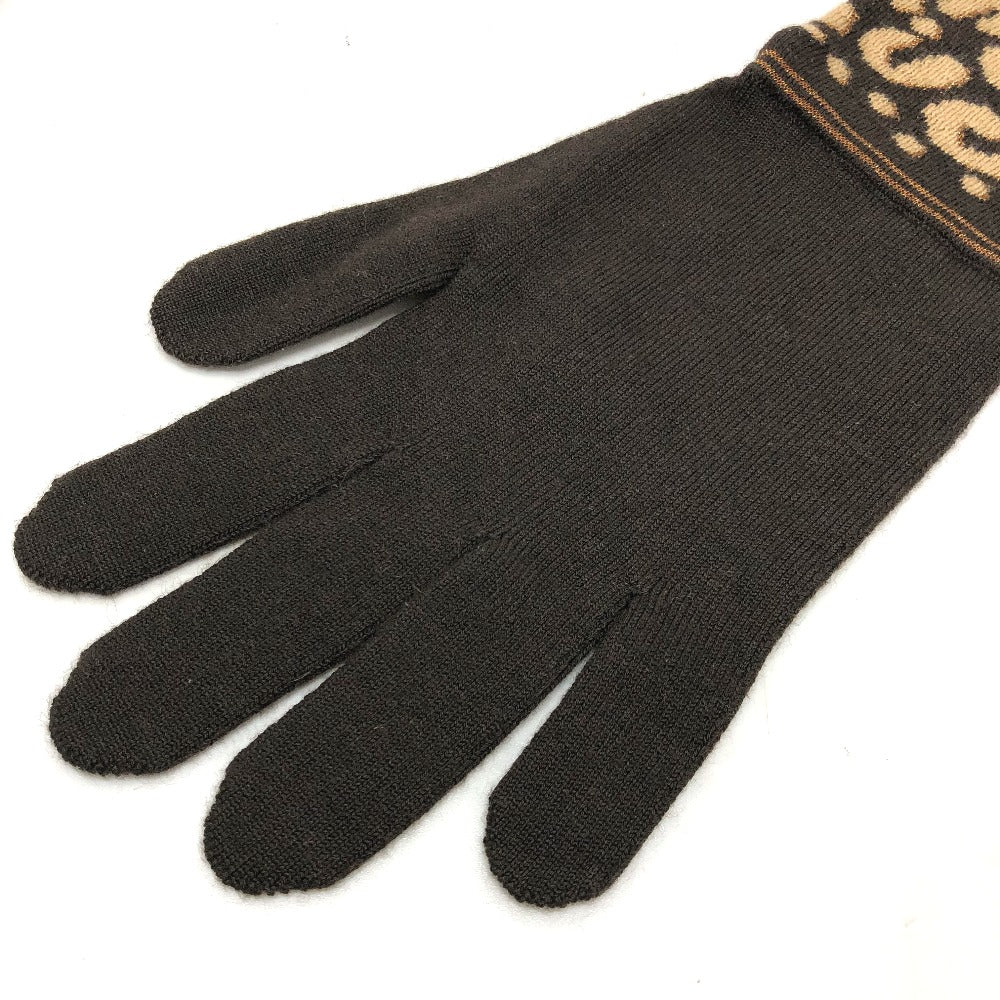 LOUIS VUITTON gloves M58347 cashmere Brown Leopard gommaille Women Used Authentic