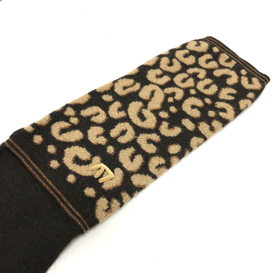 LOUIS VUITTON gloves M58347 cashmere Brown Leopard gommaille Women Used Authentic