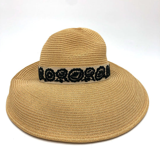 Dior hat cotton beige logo flower Straw hat Women 57 Used Authentic