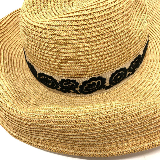 Dior hat cotton beige logo flower Straw hat Women 57 Used Authentic