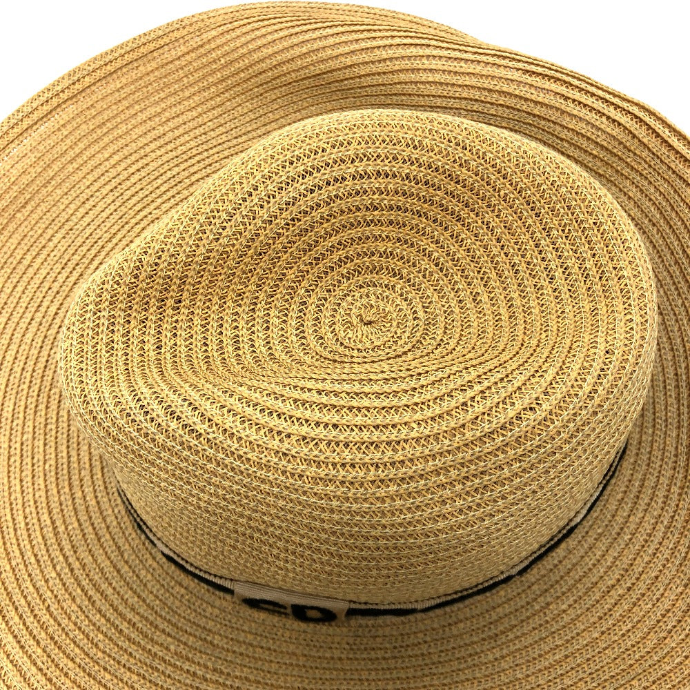 Dior hat cotton beige logo flower Straw hat Women 57 Used Authentic