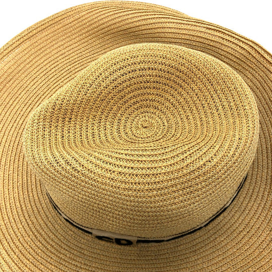 Dior hat cotton beige logo flower Straw hat Women 57 Used Authentic