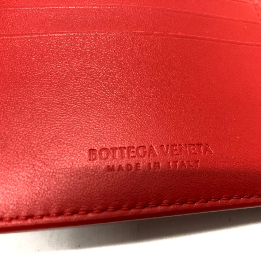 BOTTEGAVENETA Folded wallet leather Red INTRECCIATO Women Used Authentic