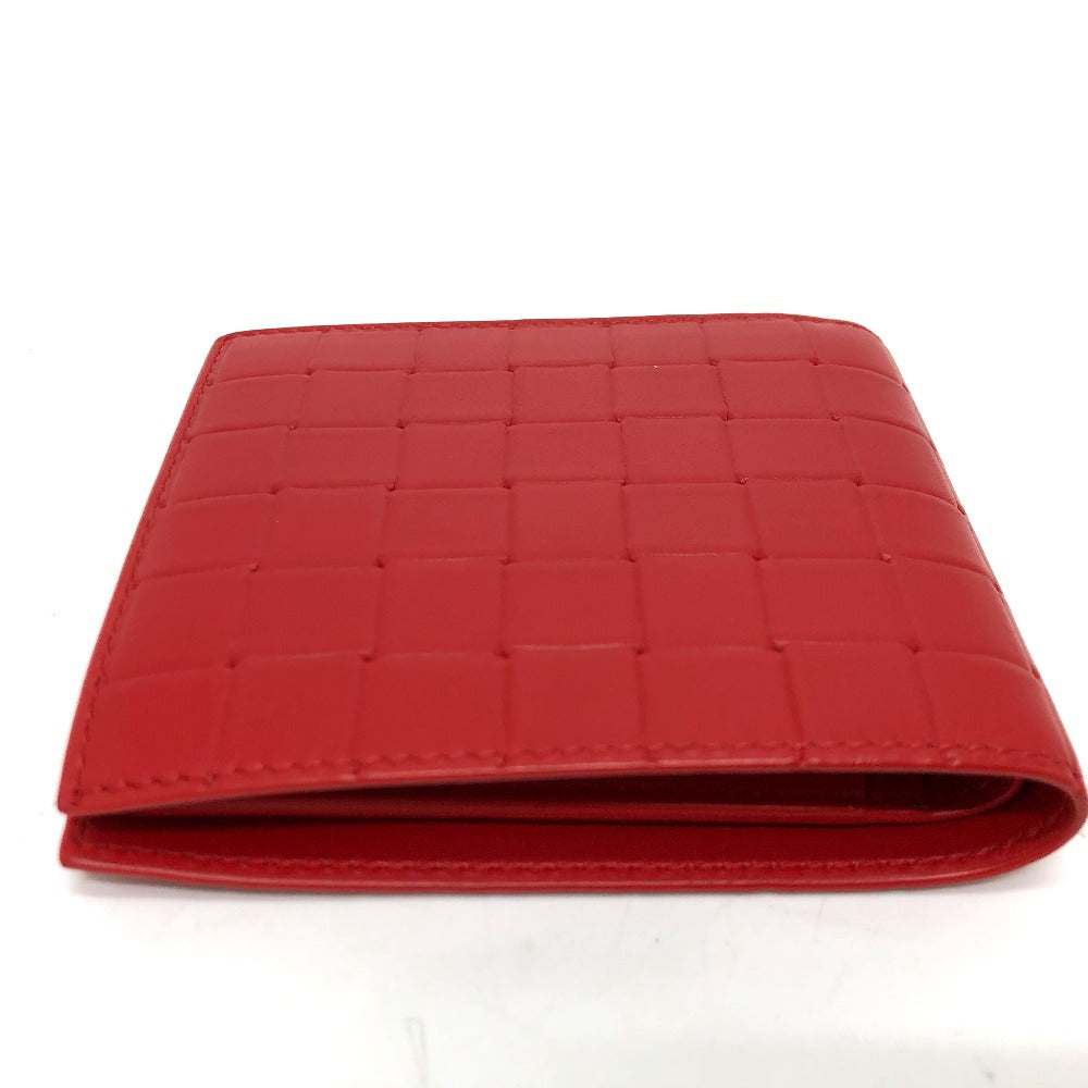 BOTTEGAVENETA Folded wallet leather Red INTRECCIATO Women Used Authentic