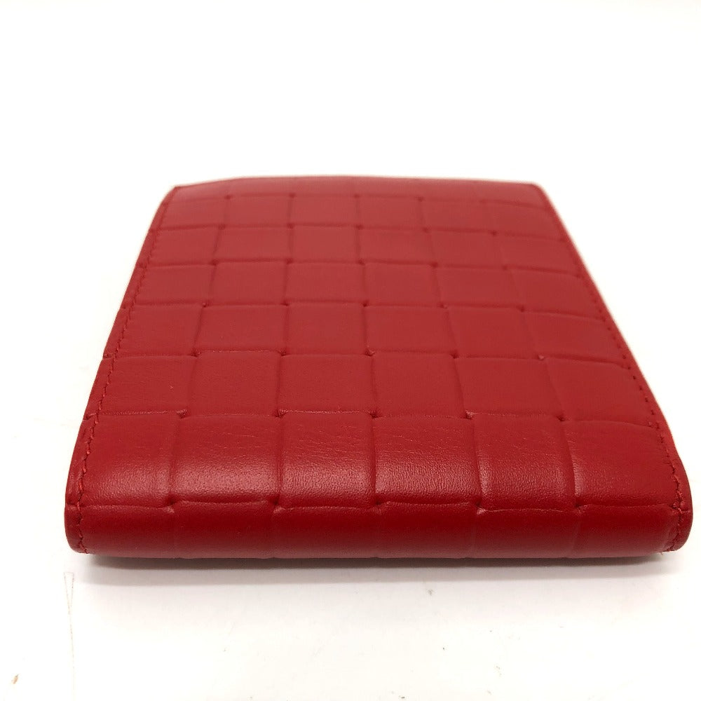 BOTTEGAVENETA Folded wallet leather Red INTRECCIATO Women Used Authentic