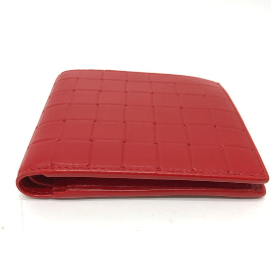 BOTTEGAVENETA Folded wallet leather Red INTRECCIATO Women Used Authentic