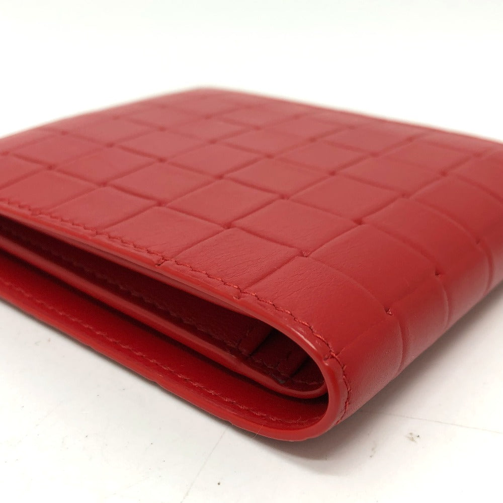 BOTTEGAVENETA Folded wallet leather Red INTRECCIATO Women Used Authentic