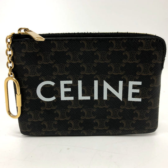 CELINE Coin case 10C662CA2 PVC / Leather Brown Triomphe Women(Unisex) Used Authentic