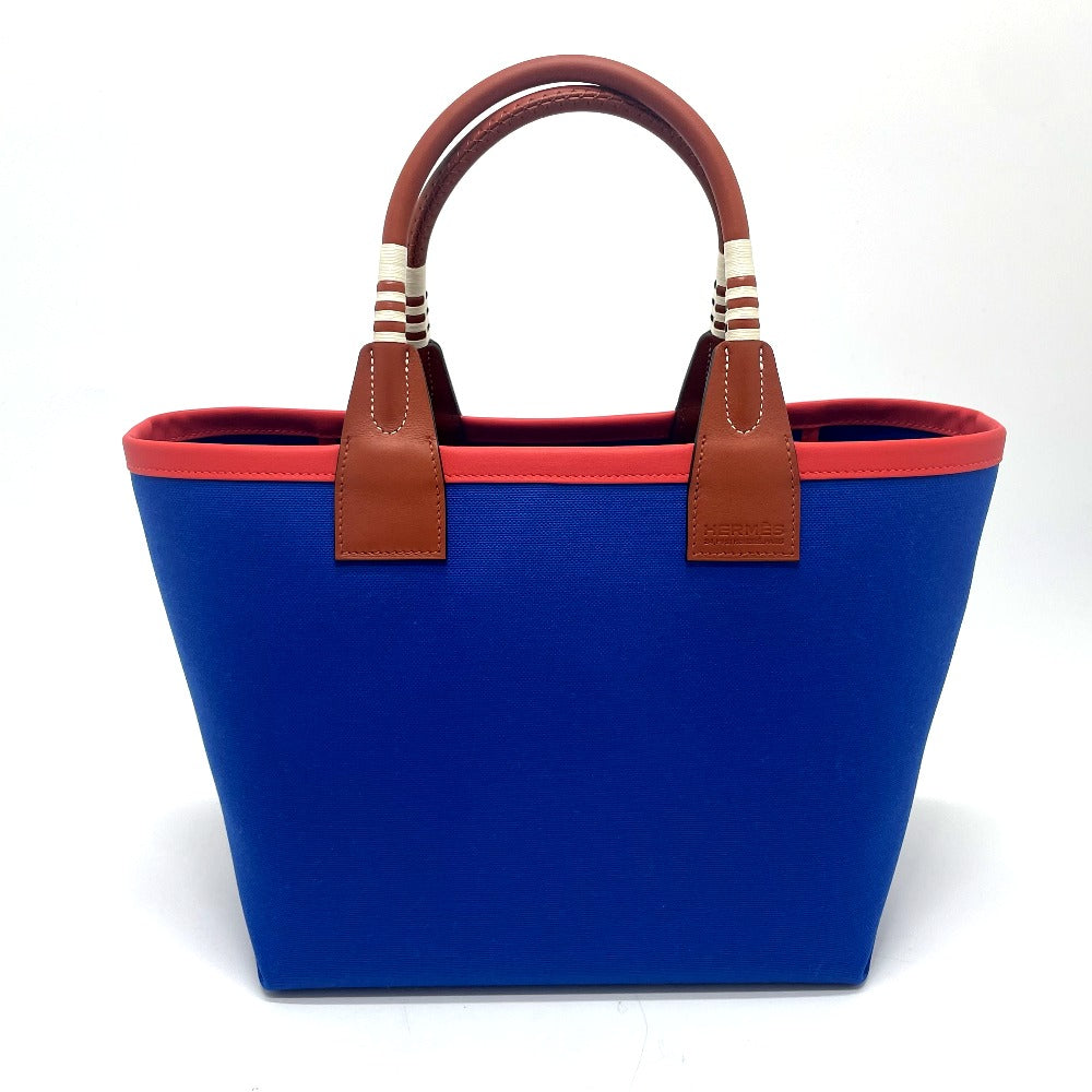 HERMES Handbag Toile H, Vaux Swift blue Steeple 25 Women Used Authentic