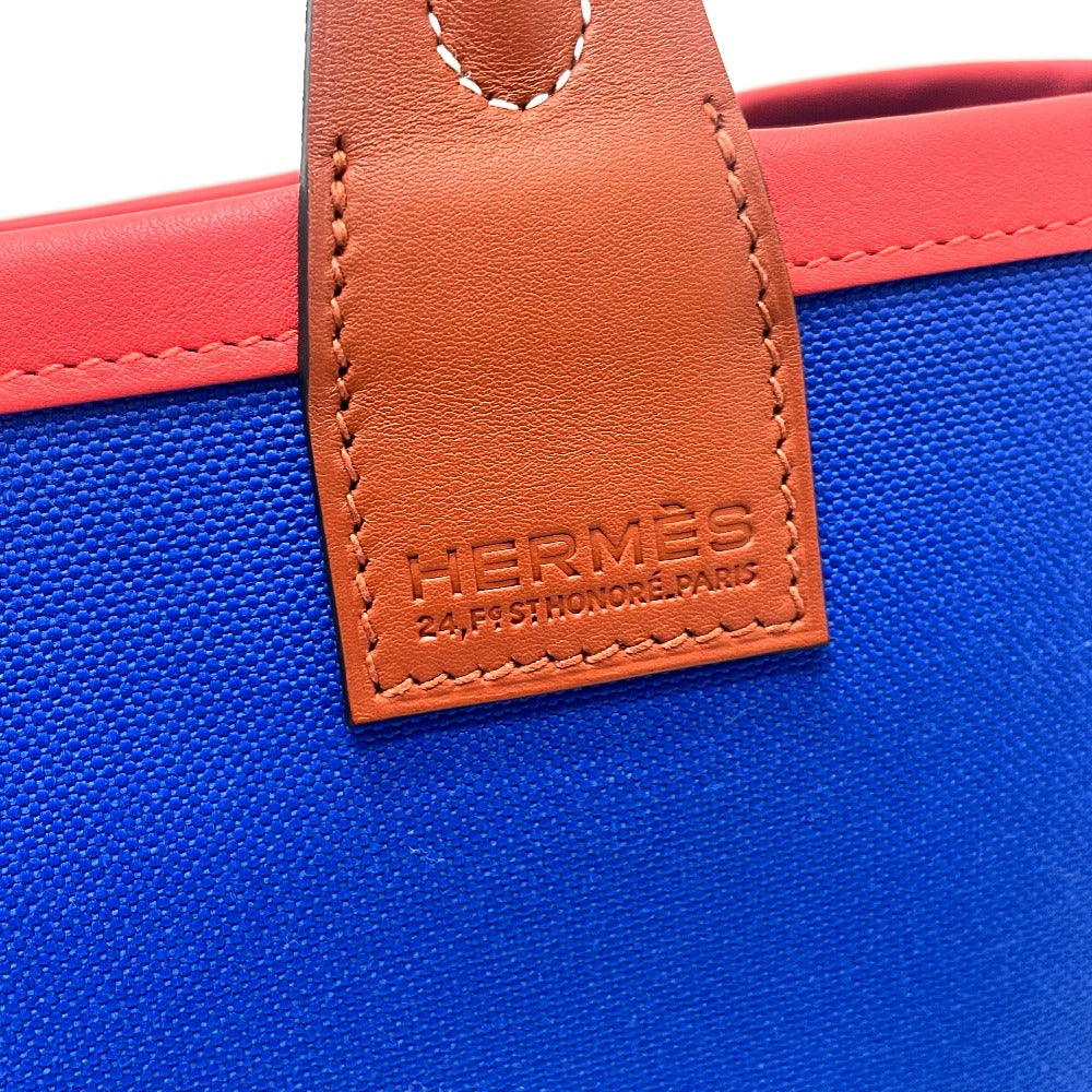 HERMES Handbag Toile H, Vaux Swift blue Steeple 25 Women Used Authentic