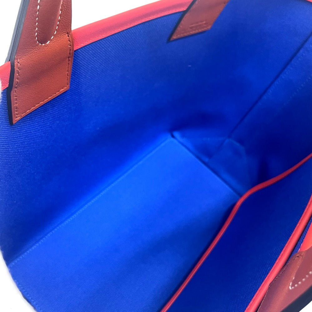 HERMES Handbag Toile H, Vaux Swift blue Steeple 25 Women Used Authentic