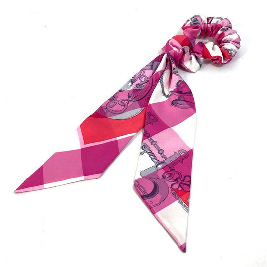 HERMES hair accessory silk pink Scrunchie Bella Women Used Authentic