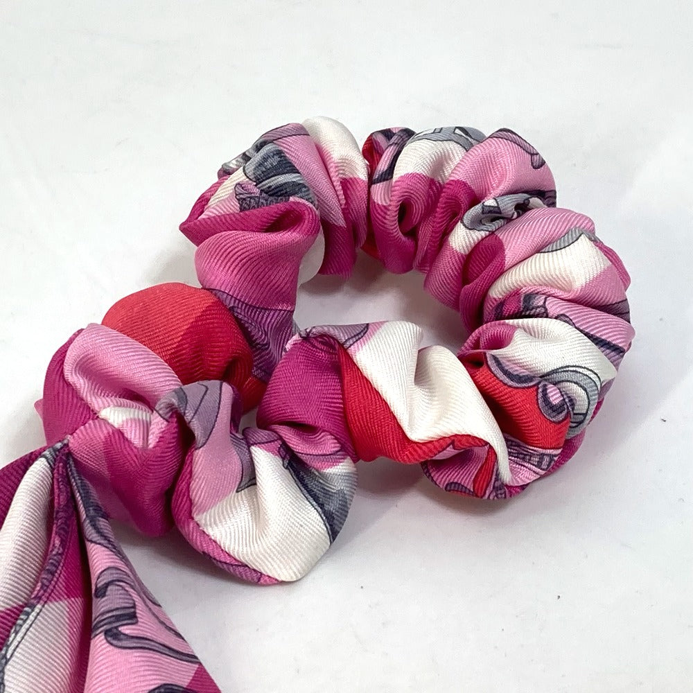HERMES hair accessory silk pink Scrunchie Bella Women Used Authentic
