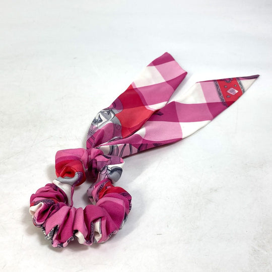 HERMES hair accessory silk pink Scrunchie Bella Women Used Authentic