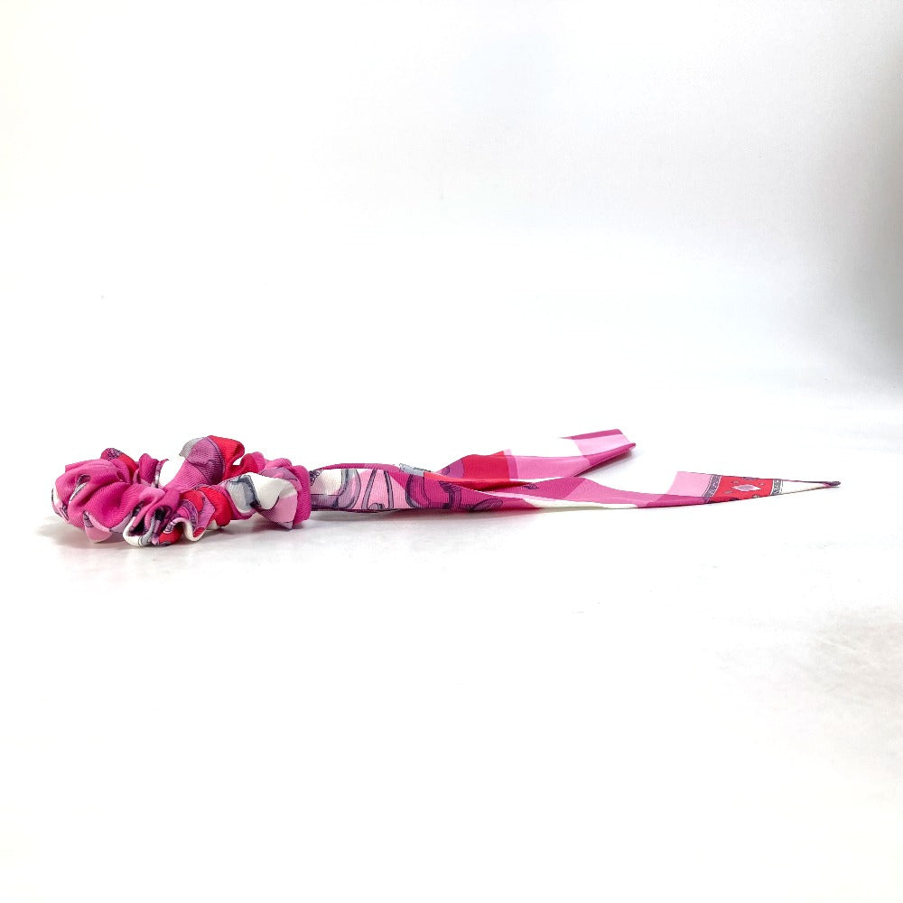 HERMES hair accessory silk pink Scrunchie Bella Women Used Authentic