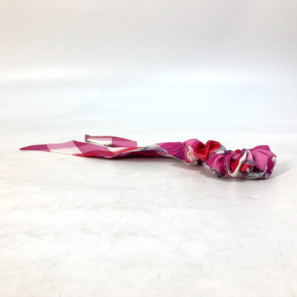 HERMES hair accessory silk pink Scrunchie Bella Women Used Authentic