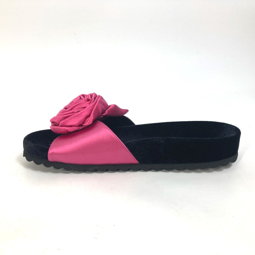 MIUMIU Sandals 5XX399 Velour, Satin black Rose Rose Rose slide sandals Women 34.5 Used Authentic