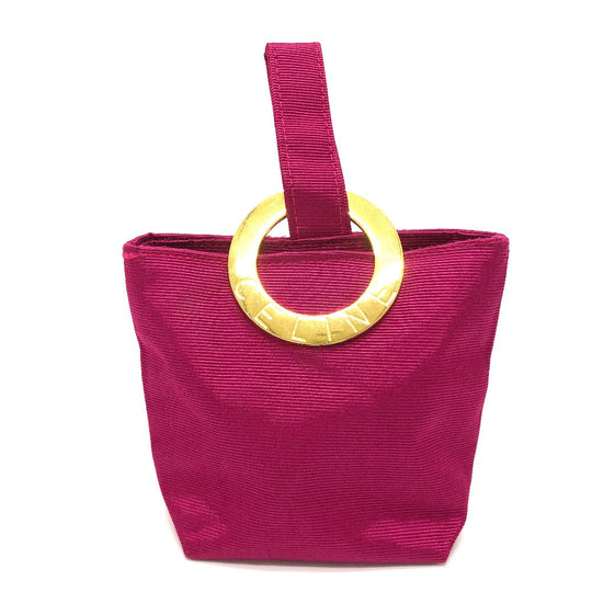 CELINE Cosmetics Pouch canvas pink Circle logo Mini pouch Women Used Authentic