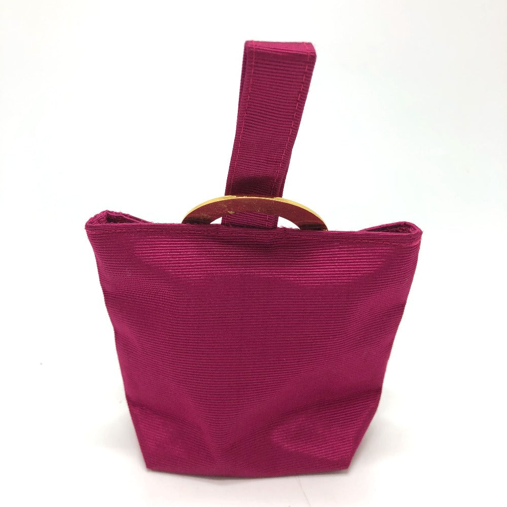 CELINE Cosmetics Pouch canvas pink Circle logo Mini pouch Women Used Authentic