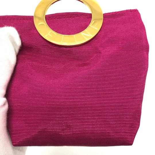 CELINE Cosmetics Pouch canvas pink Circle logo Mini pouch Women Used Authentic