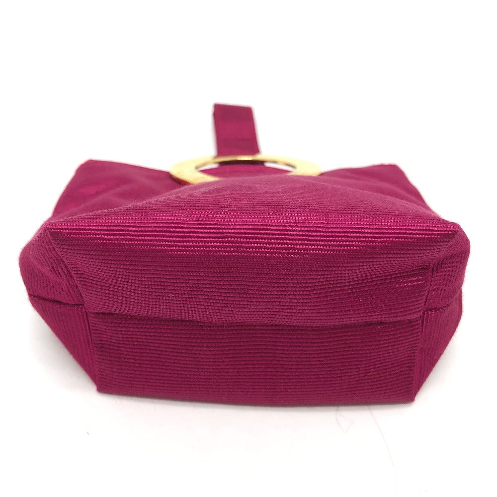 CELINE Cosmetics Pouch canvas pink Circle logo Mini pouch Women Used Authentic