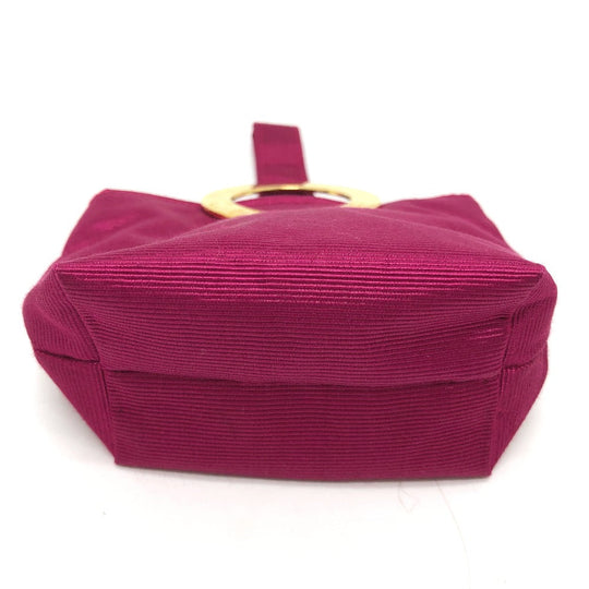 CELINE Cosmetics Pouch canvas pink Circle logo Mini pouch Women Used Authentic