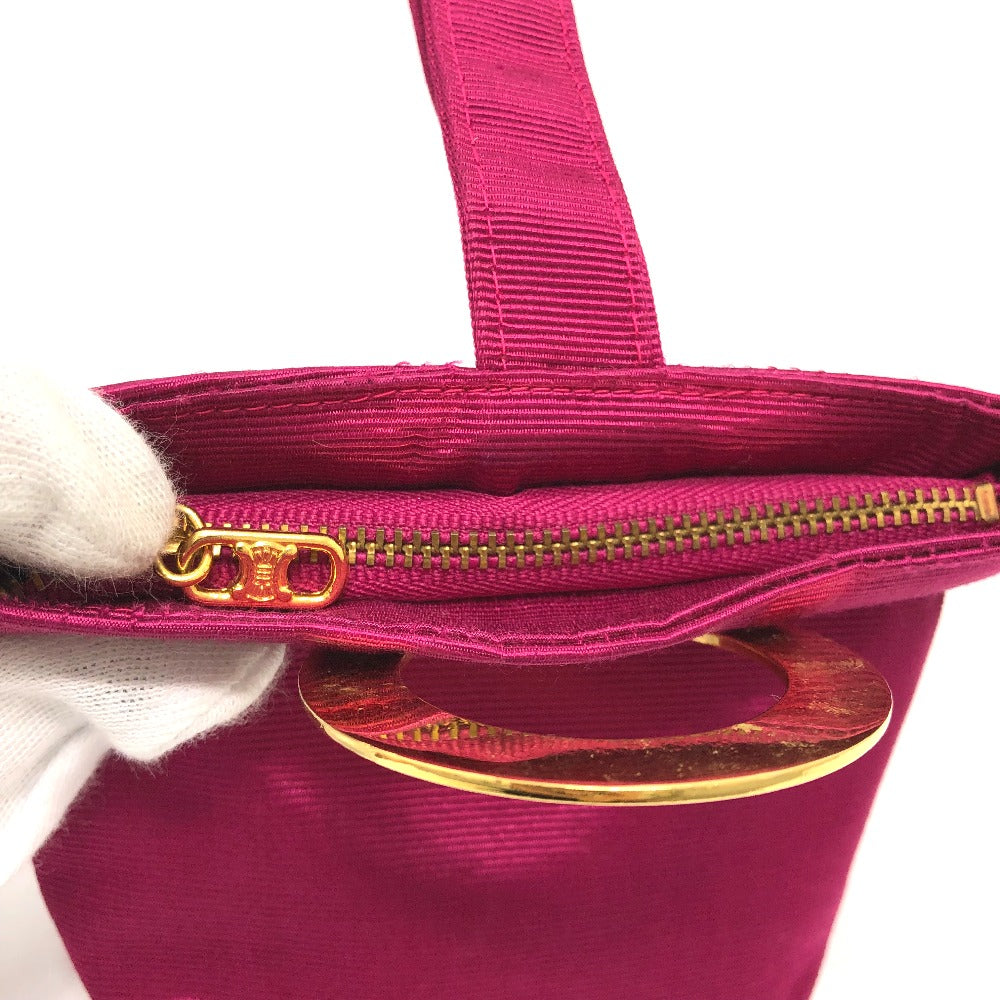 CELINE Cosmetics Pouch canvas pink Circle logo Mini pouch Women Used Authentic