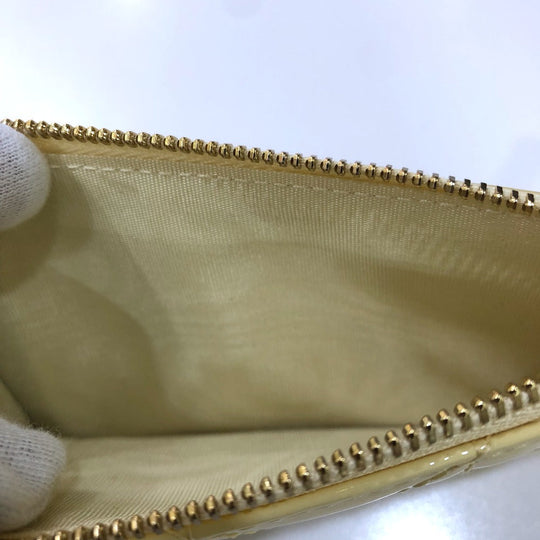 Dior Coin case enamel beige Canage Card Case Card Case Women Used Authentic