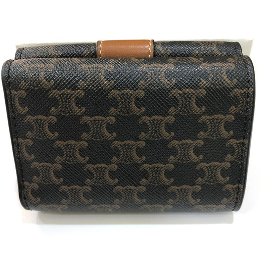 CELINE Trifold wallet PVC / Leather Brown Triomphe Small trifold Women Used Authentic