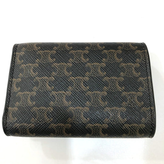CELINE Trifold wallet PVC / Leather Brown Triomphe Small trifold Women Used Authentic