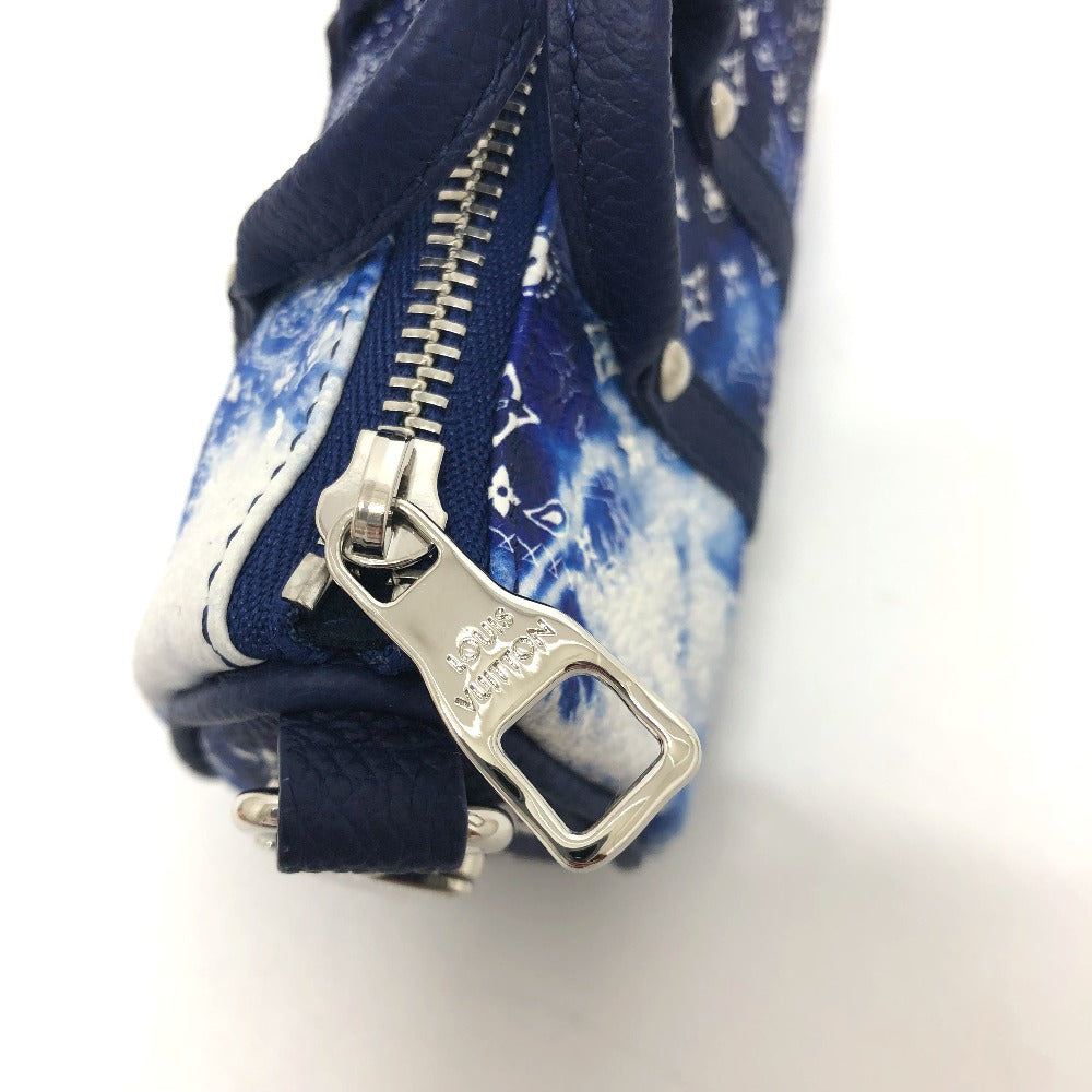 LOUIS VUITTON key ring MP3337 Monogram canvas blue monogram bandana Porto Cle Pouch mens Used Authentic