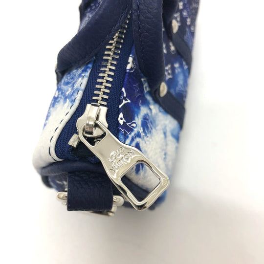 LOUIS VUITTON key ring MP3337 Monogram canvas blue monogram bandana Porto Cle Pouch mens Used Authentic