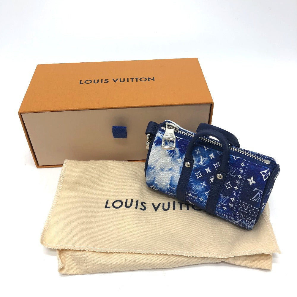 LOUIS VUITTON key ring MP3337 Monogram canvas blue monogram bandana Porto Cle Pouch mens Used Authentic