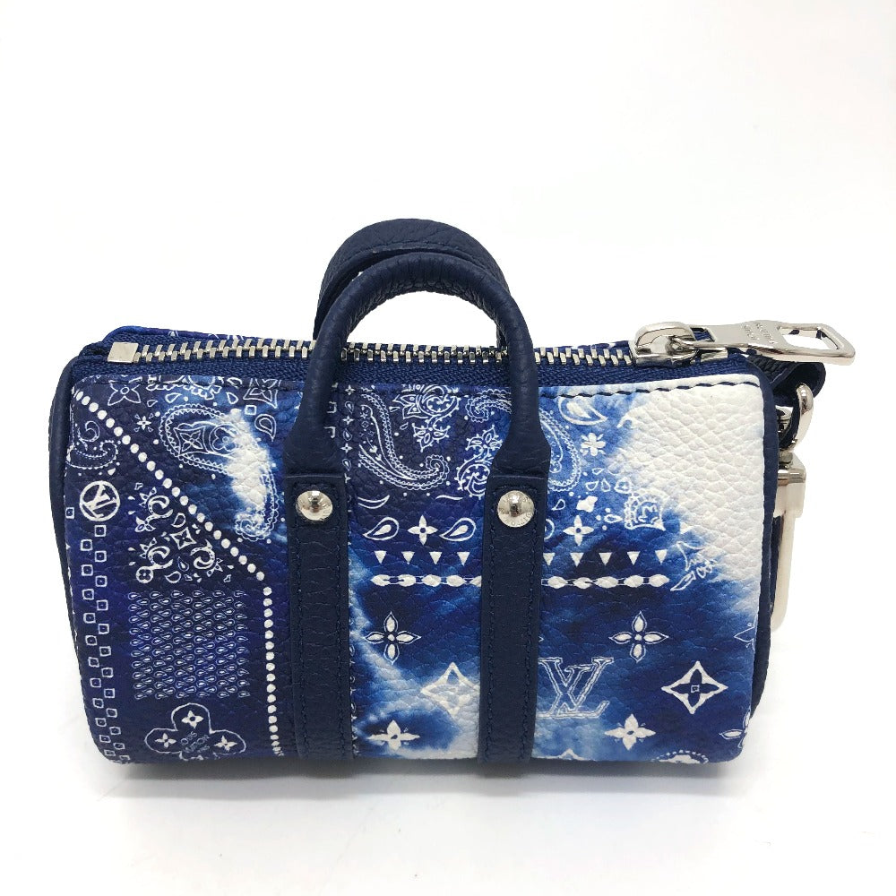 LOUIS VUITTON key ring MP3337 Monogram canvas blue monogram bandana Porto Cle Pouch mens Used Authentic