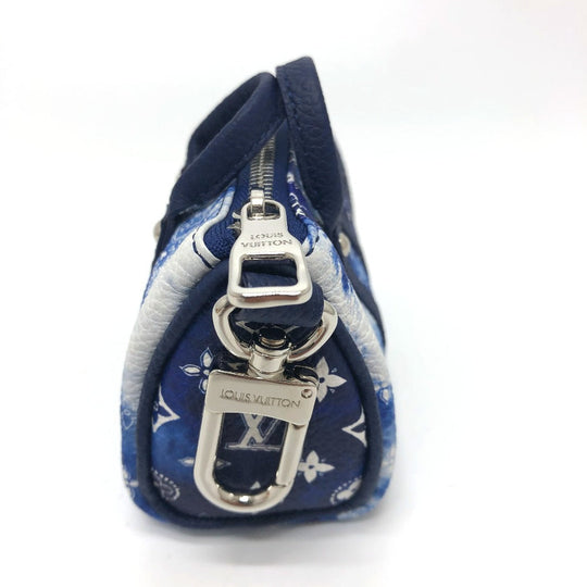 LOUIS VUITTON key ring MP3337 Monogram canvas blue monogram bandana Porto Cle Pouch mens Used Authentic