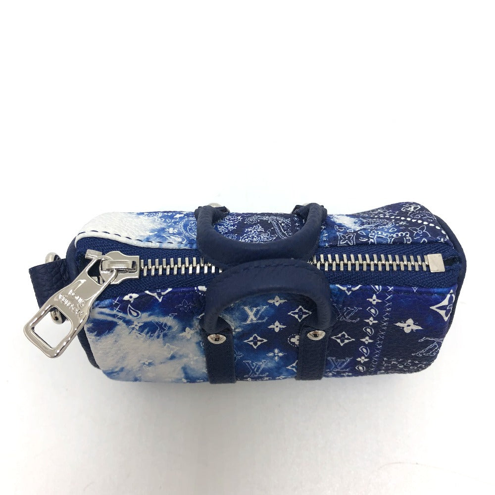 LOUIS VUITTON key ring MP3337 Monogram canvas blue monogram bandana Porto Cle Pouch mens Used Authentic